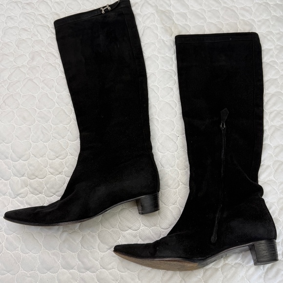 Hermes Knee-High Suede Heeled Boots Size 37 US 7 - Picture 2 of 9